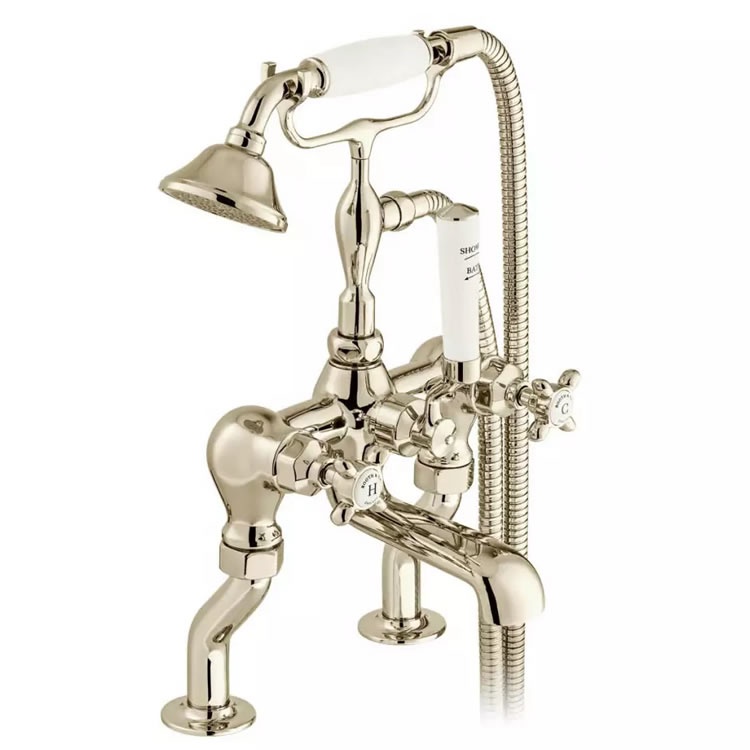 Booth & Co. Axbridge Cross Nickel Bath Shower Mixer Sanctuary Bathrooms